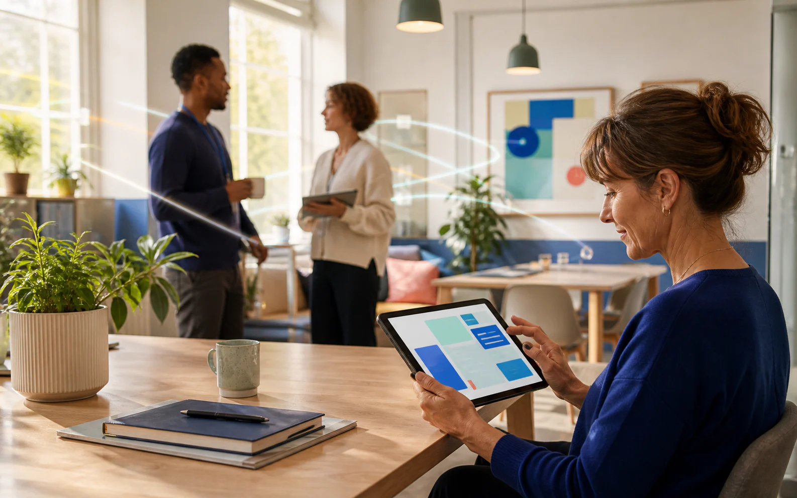 A care professional using a shared operating system